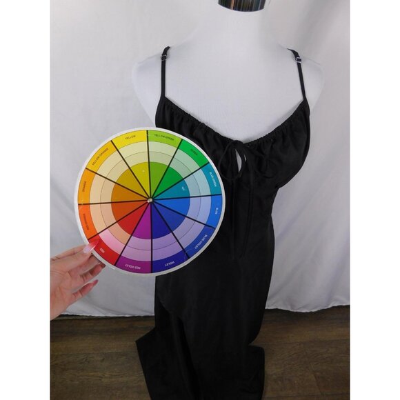 Black Spaghetti Strap Maxi Dress Womens Large Tie Front Smocked Back Flowy - Picture 10 of 12
